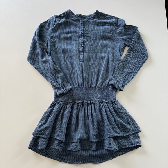RAILS-Juliette Salem Stripe-Blue-Linen Blend-Tunic-Mini-Ruffle-Dress-Size S - Picture 14 of 14